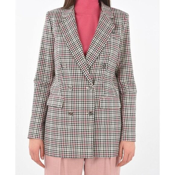 Michael Michael Kors Micro Plaid Structured Double Breasted Blazer 6 - Picture 3 of 13